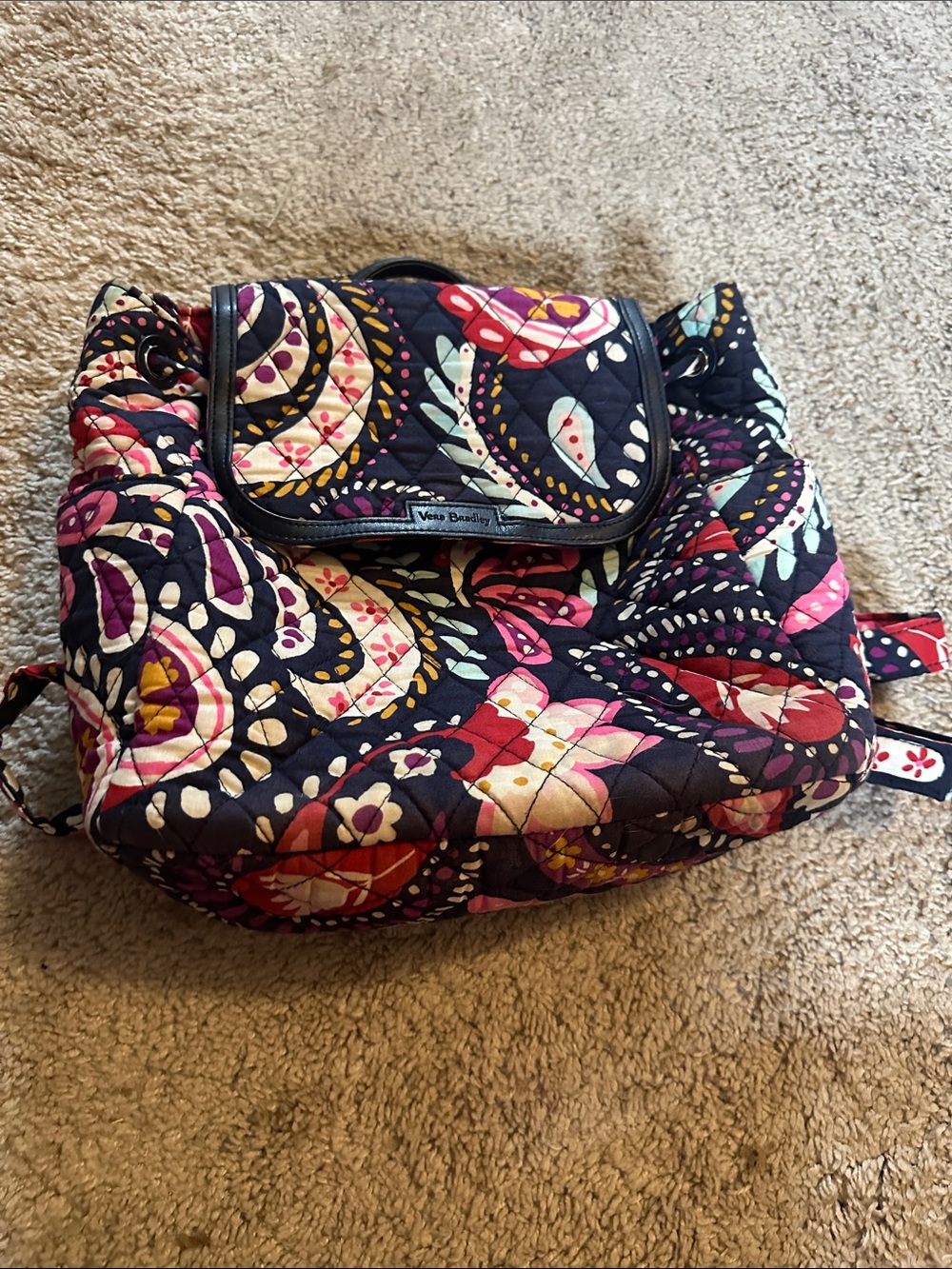 Vera Bradley Navy Quilted Floral Backpack